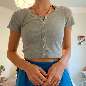 Gray Cropped Cardigan XS